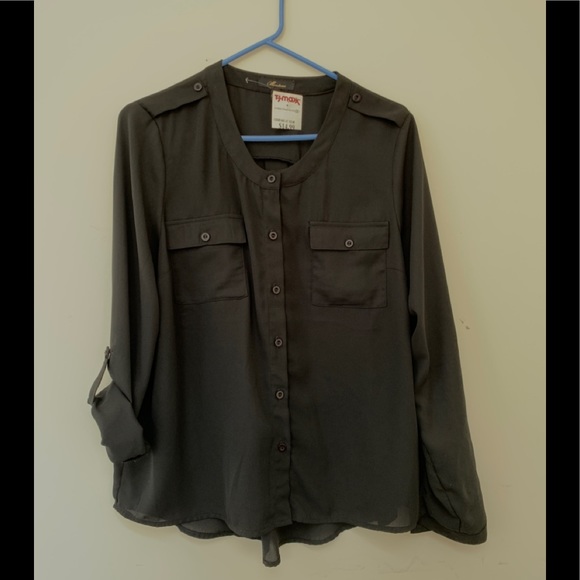 👸🏻Black  Sheer Top Size L Long Sleeve NWT - Picture 1 of 6